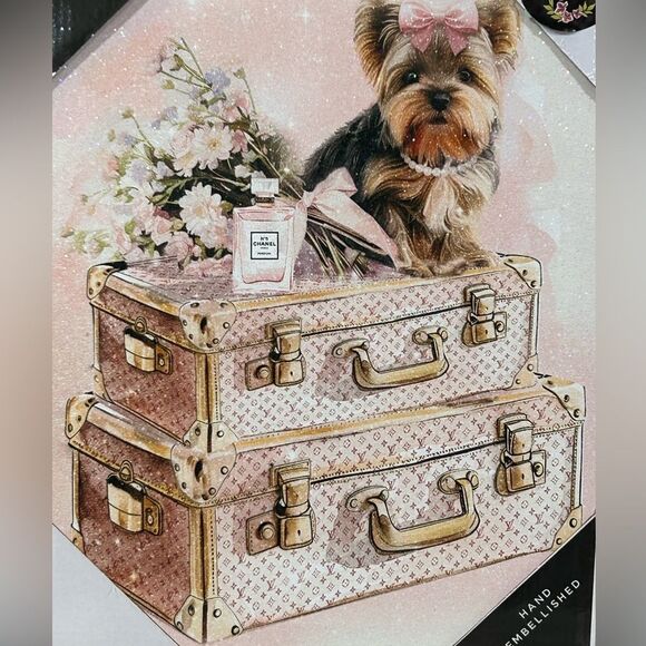 Louis Vuitton Luggage Yorkie Dog picture Home Decor District Art Studio NWT - Picture 3 of 7